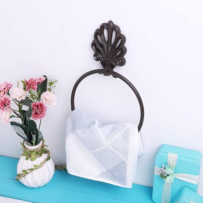 Antique Cast Iron Towel Ring Rustic Towel Holder for Bathroom Accessories Wall Mounted