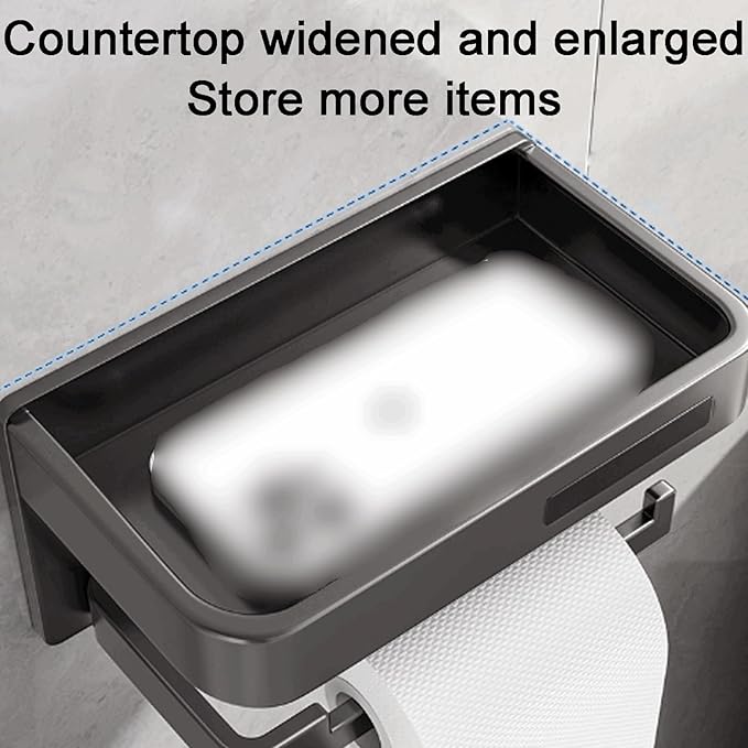 Removable Wall-Mounted Bathroom Shelf Aluminum Bathroom Shelf Multi-Functional Double-Layer Storage Thickened Bathroom Shelf Large Capacity
