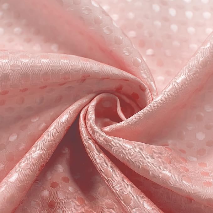 Mrs.Naturall Pink Dorm Shower Curtain for Girls,Ombre Designs Waffle Weave Waterproof Fabric Shower Curtian Liner with Hooks Set for Small Stall Bathroom,36x72,Blush Rose Gold and White