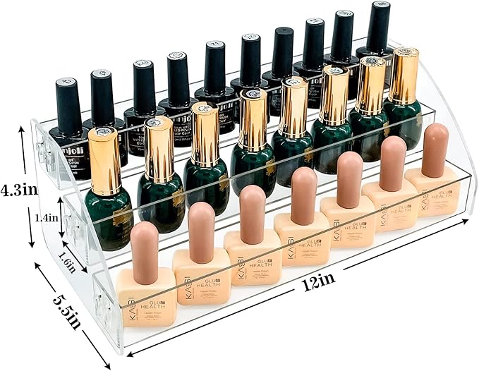 MineSign Nail Polish Holder Organizer Clear Acrylic Nail Polish Tray Fingernail Polish Display case 3 layers Essential Oils Holder Makeup Organizer