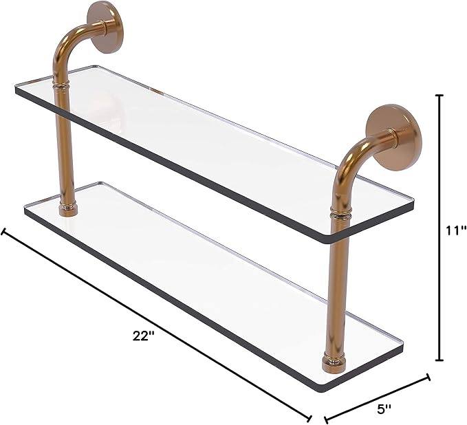 Allied Brass RM-2-22 Remi Collection 22 Inch Two Tiered Glass Shelf, Brushed Bronze