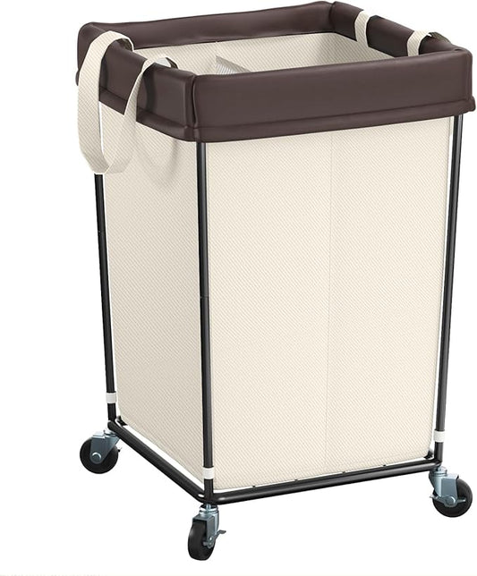 160L Laundry Basket with Wheels, Laundry Hamper with Wheels 2 Section, Large Rolling Laundry Basket, Dirty Clothes Hamper Cart on Wheels for Laundry, Bedroom, Bathroom and Dorm