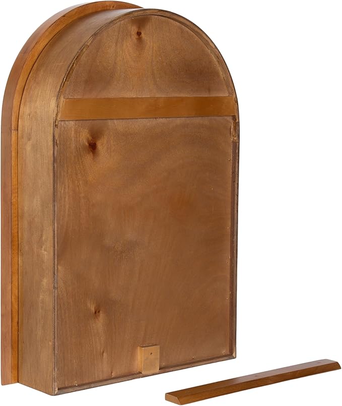 Kate and Laurel Hatherleigh Modern Arched Bathroom Cabinet with Mirror, 20 x 6 x 30, Rustic Brown, Decorative Wooden Bathroom Mirror with Storage for Bath Medicine Cabinet or Over-The-Toilet Storage