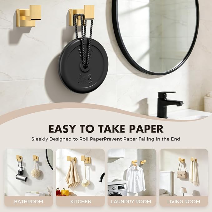 Bathroom Accessory Towel Bar Set: 20 Pieces Gold Bathroom Hardware Square SUS304 Stainless Steel - Wall Mounted Towel Rack&Toilet Paper Holder&Towel Ring and Towel Hook