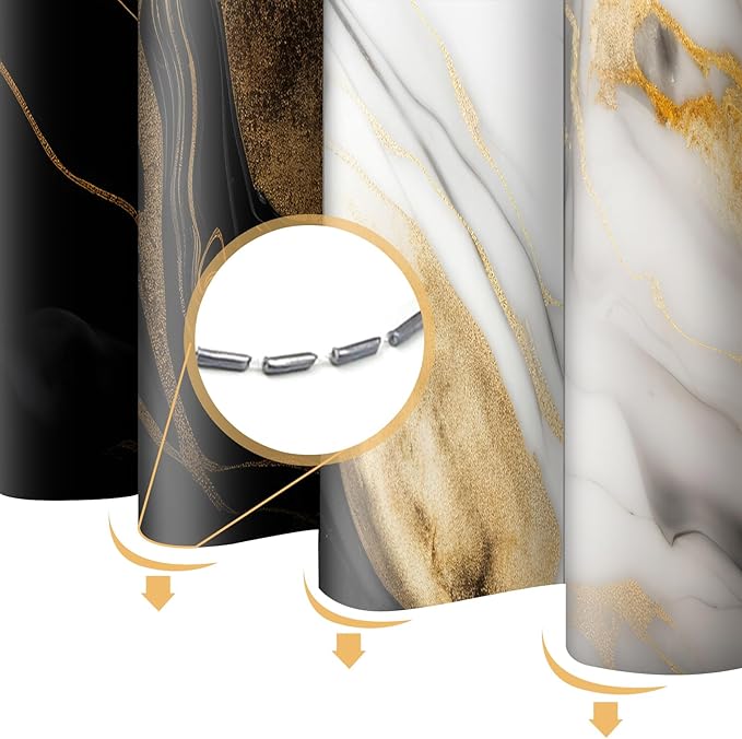 Black Golden Marble Shower Curtain Morden Abstract,Modern Minimalist Simple Neutral Fabric Shower Curtains for Bathroom Decor 72x72 Inch