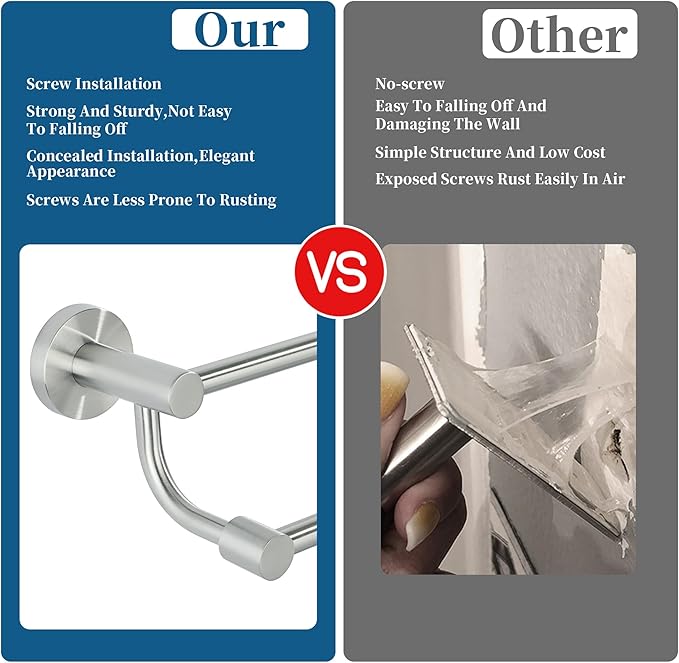 Alise Double Towel Bars,24 Inch Towel Rack for Bathroom, Wall Mount Towel Holder, Quick Drying Towel Hanger SUS304 Stainless Steel Towel Rail, Brushed Nickel, GOY4600-LS