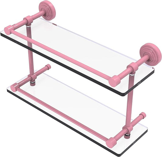Waverly Place Collection Double Glass Shelf with Gallery Rail
