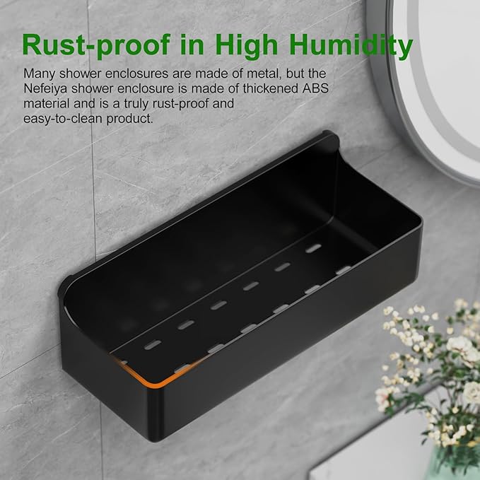 Adhesive Shower Caddy 6 Pack Rustproof Shower Shelves for Inside Shower No Drilling Bathroom Organizers and Storage & Home Décor & Kitchen Large Rack with Soap Holder Clear (black)