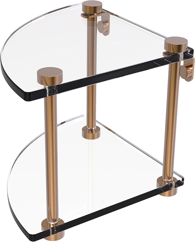 Allied Brass NS-3-BBR Two Tier Corner Glass Shelf, Brushed Bronze