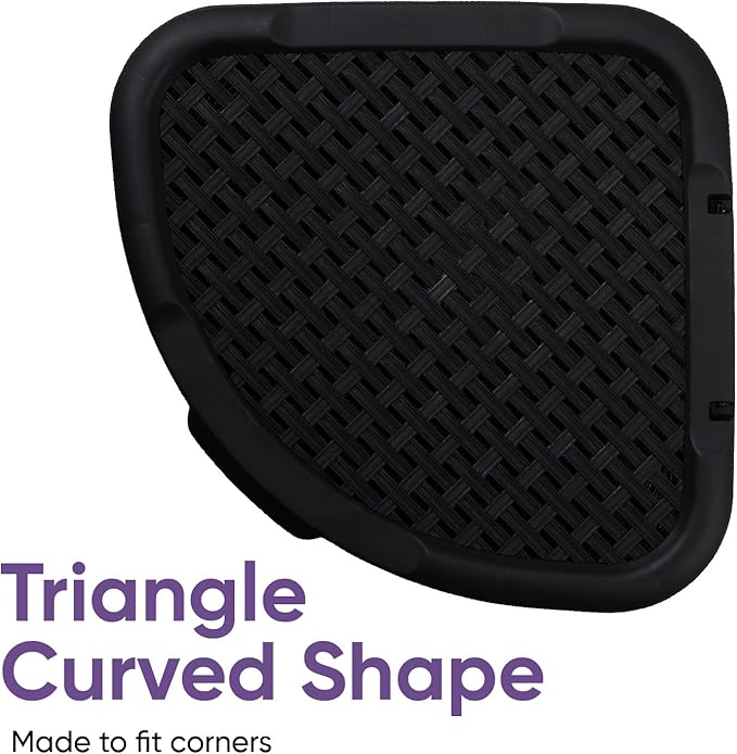 Plastic Corner Laundry Hamper with Lid, Curved Designed Laundry Basket, Triangle Black Cloths Hamper Organizer with Cut-out Handles for Laundry Room Bedroom Bathroom, Wicker Design, 50 Liter