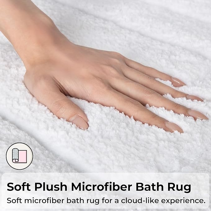 GRANNY SAYS Large Bathroom Rugs Non Slip Washable, 59" x 20", Water Absorbent Bath Mats for Bathroom, Thick Soft Shaggy Bath Rug, Microfiber Bath Floor Mat, Bath Decor, White