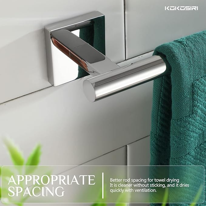 KOKOSIRI Hand Towel Bar 16 Inch Bathroom Towel Holder for Bath Kitchen Toilet Wall Mounted Chrome Stainless Steel B4005CH-L16