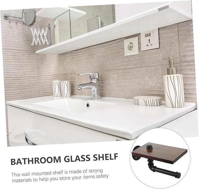 balacoo Wall-Mounted Storage Rack Toilet Holder Stand Rustic Bathroom Shelf Decorative Wall Rack
