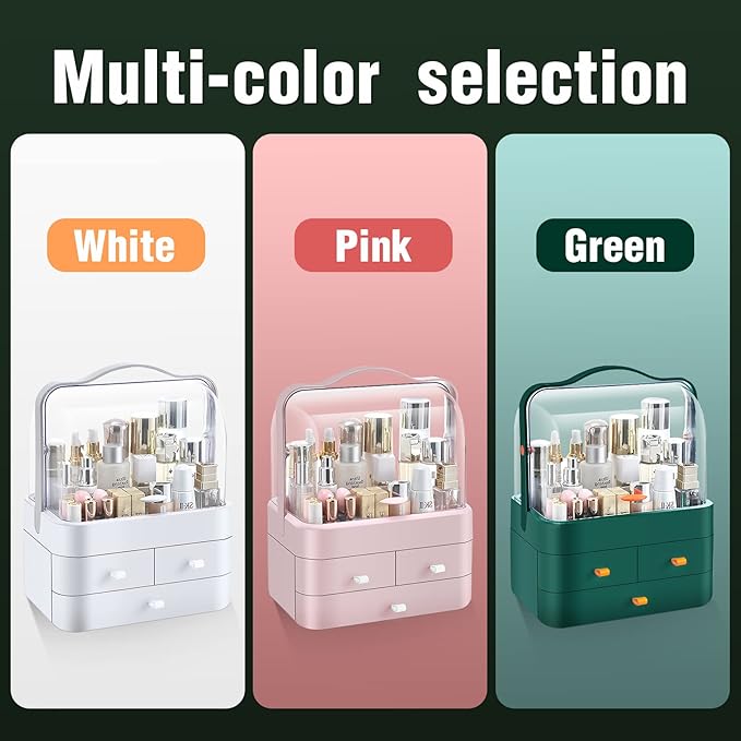 Skin Care Organizer Dustproof, Make Up Organizers and Storage with Lid, Skincare Organizers Preppy, Makeup Storage Box & Cosmetic Storage Box Waterproof for Vanity Countertop_White