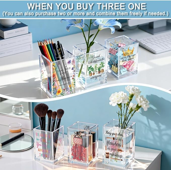 We Have This Hope As An Anchor Firm & Secure Acrylic Pencil Holder Cup, Bible Verse Inspirational Pen Holder for Home Desk, Hebrews 6:19 Christian Gifts for Women Girls, Makeup Brush Organizer