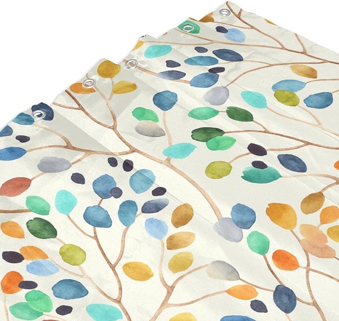 Boho Floral Shower Curtain, Spring Colorful Botanical Flower Leaves Bohemian Fabric Shower Curtain Set with 12 Hooks, Bathroom Bathtub Decor Cloth Curtain 72x72 Inches(183x183cm), Style-11