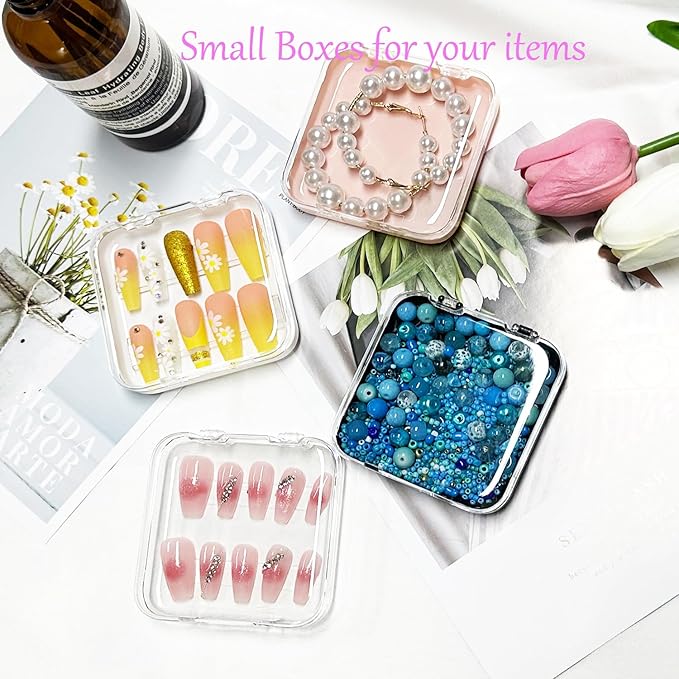 12 Pcs Press on Nail Packaging Box Press on Nail Storage Box for Press Ons with 60 Pcs Adhesive Double Sided Tape Acrylic Fake Nail Display Box False Nail Organizer Case for Home Salon Use