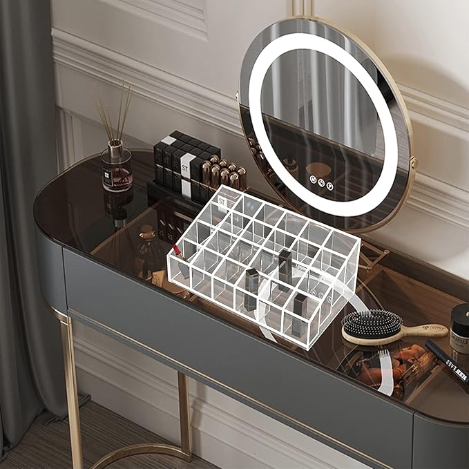 XINGLIAN 24 Slot Clear Lipstick Holder - Lipstick Organizer for Bottles