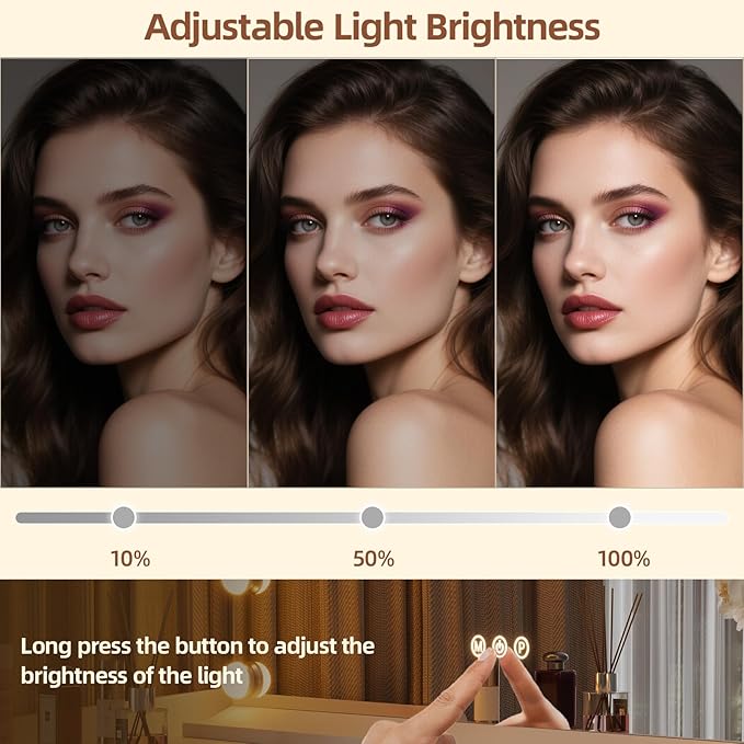 Memobarco Vanity Mirror with Lights, Makeup Mirror with USB/Type-C Charging, Large Hollywood Mirrors w/ 18 LED Bulbs & 5X Magnifier, LED Mirrors for Bedroom Tabletop & Wall Mounted