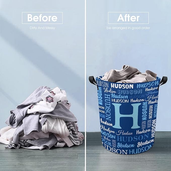 Personalized Laundry Baskets with Name,Custom Laundry Hamper for Kids Baby Adults,Collapsible Clothes Storage Organizer,One Size