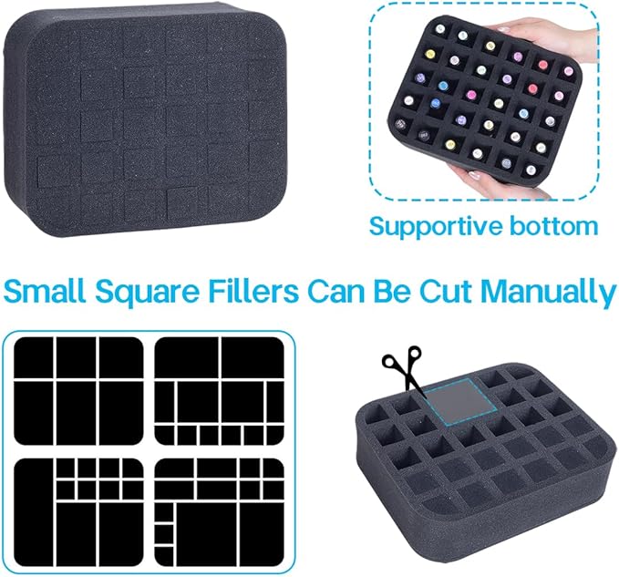 Nail Polish Organizer Holder Foam Pad with Slots for Storage 30 Bottles (15ml/0.5fl.oz) Nail Polish or Essential Oil Tray for Drawers Black