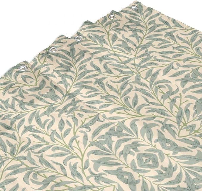 Vintage Botanical Shower Curtain William Morris Designs Green Jungle Fruit Print Shower Curtain Set Polyester Interior Waterproof Shower Curtain with 12 Hooks 72x78 Inches(183x200cm)