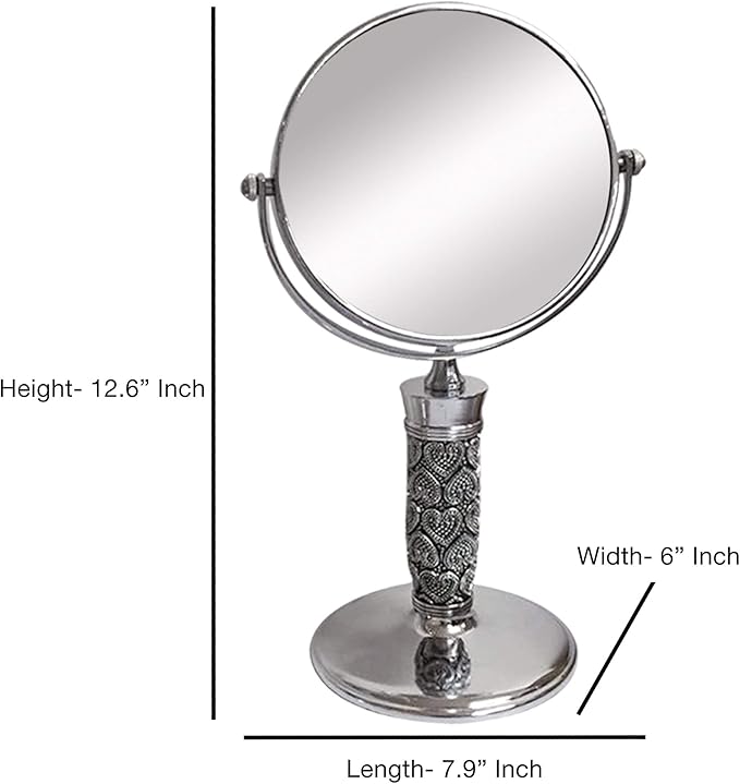 Beaded Heart Mirror, Silver