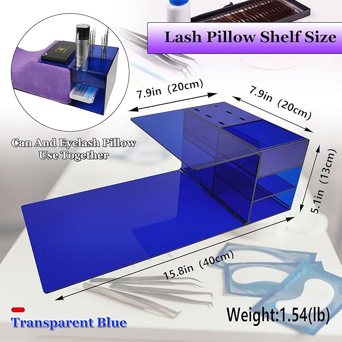 Lash Pillow Shelf Organizer - Eyelash Extension Pillow Shelf Stand - Acrylic Pillow Shelf for Lash Tech Supplies，Lash Extension Supplies Display Cabinet Shelves Suitable for Left and Right Hands