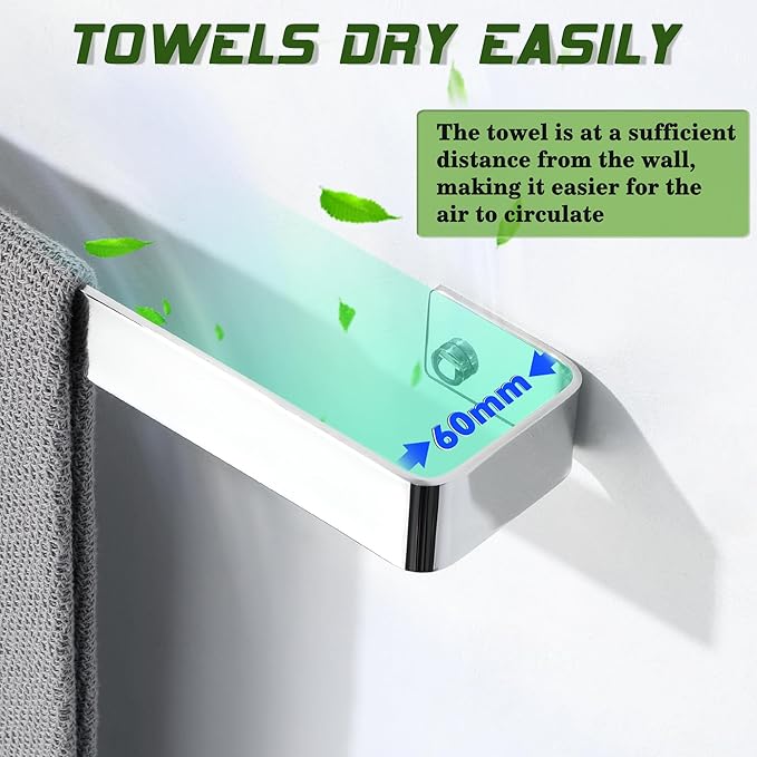 Alise Hand Towel Holder Towel Bar for Bathroom Wall Mount,SUS304 Stainless Steel Towel Rack for Bathroom and Lavatory,Kitchen,12'' Bath Towel Hanger Towel Rail,Polished Chrome