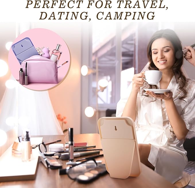 Cinnvoice 24 Pack Desktop Makeup Mirror Bulk 90° Adjustable Portable 8" Vanity Table Mirror with Stand, Folding Travel for Makeup Party Spa Party, Women, Cosmetics Personal Beauty (Light Colors)