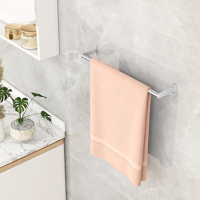 MKO Towel Rod for Bathroom, 16 Inch Heavy Duty Bath Hand Towel Holder Rod, Single Towel Bar Wall Mounted, Brushed Nickel
