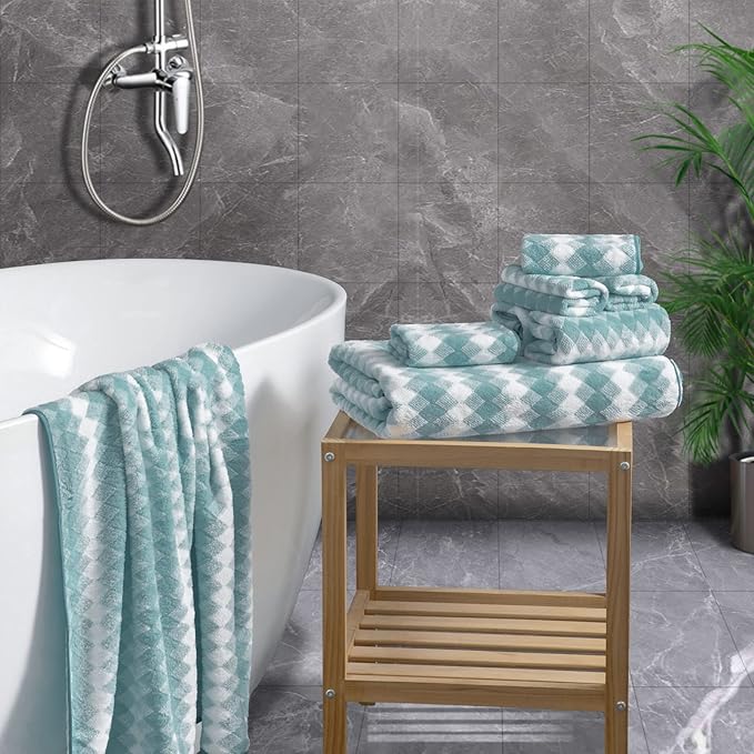 Hand Towels Set 2 Pack-16“x31” Ultra Soft Microfibers Bathroom Towel Set Highly Absorbent Quick Dry Luxury Premium Towel Lightweight Cozy Durable Hand Towel Collection Hotel Spa Gym Kitchen,Aqua