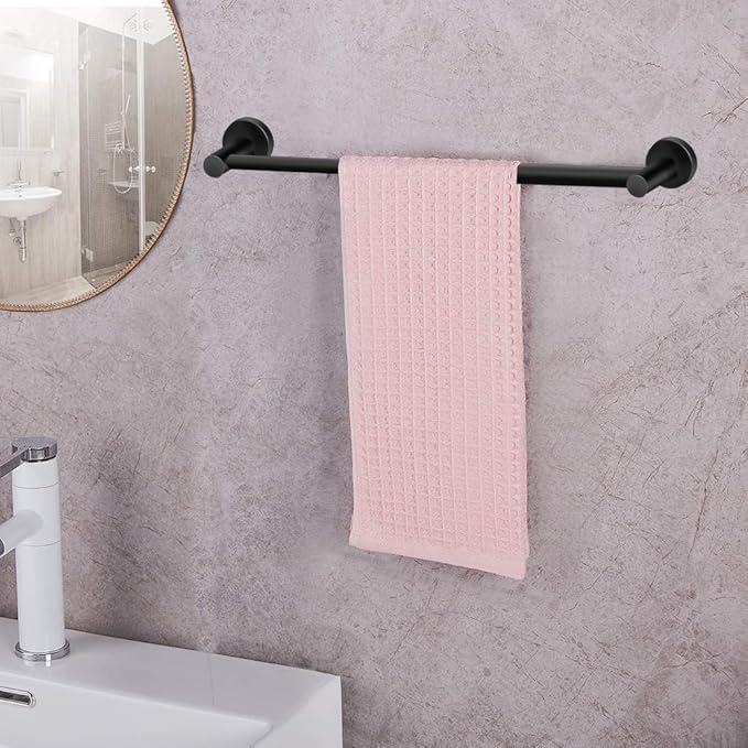 MGahyi Towel Racks for Bathroom-Adjustable Towel Holder(13.18inch-24inch) Sturdy and Rustproof Towel Bar Wall Mounted, Single Towel Bar Rod for Bathroom Accessories(1Pack,Black)