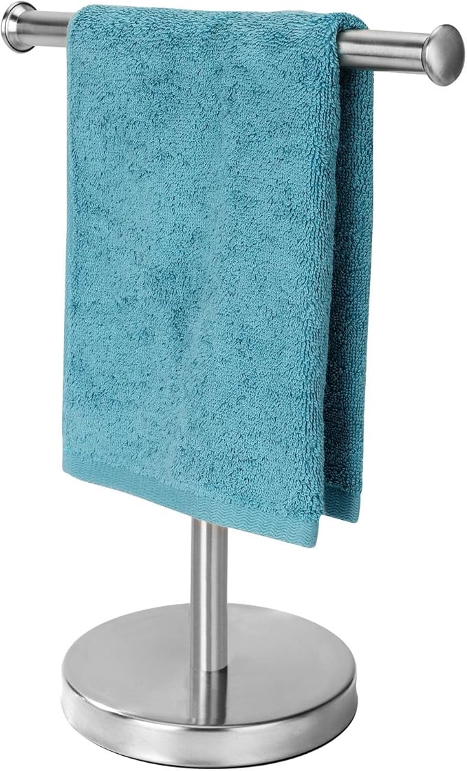 Hand Towel Holder Stand, Towel Rack with Stainless Steel Base, Rust-Proof Jewelry Stand (Brushed Nickel)