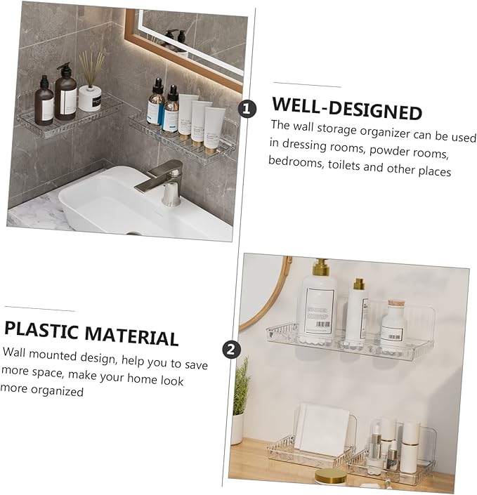PRETYZOOM 5pcs Wall Mount Organizer Floating Shelf for Cosmetics and Items Easy to Install Wall Storage Organizer for Bathroom Kitchen Bedroom and Living Room Use