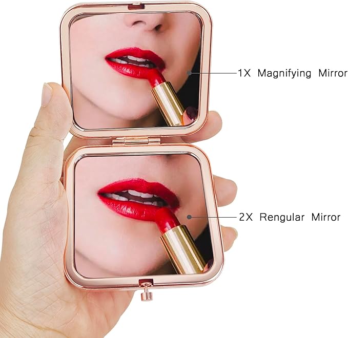 Compact Mirror for Purse Flower Small Floral Retro Folding Portable Pocket Mirror for Women Girls Travel Gift