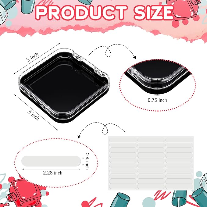AceOrbit 48 Pcs Press on Nail Boxes with 180 Pcs Adhesive Double Sided Tape Acrylic Press on Nail Packaging Cases Black Transparent Storage Case Organizer for Display Art Salon Supplies