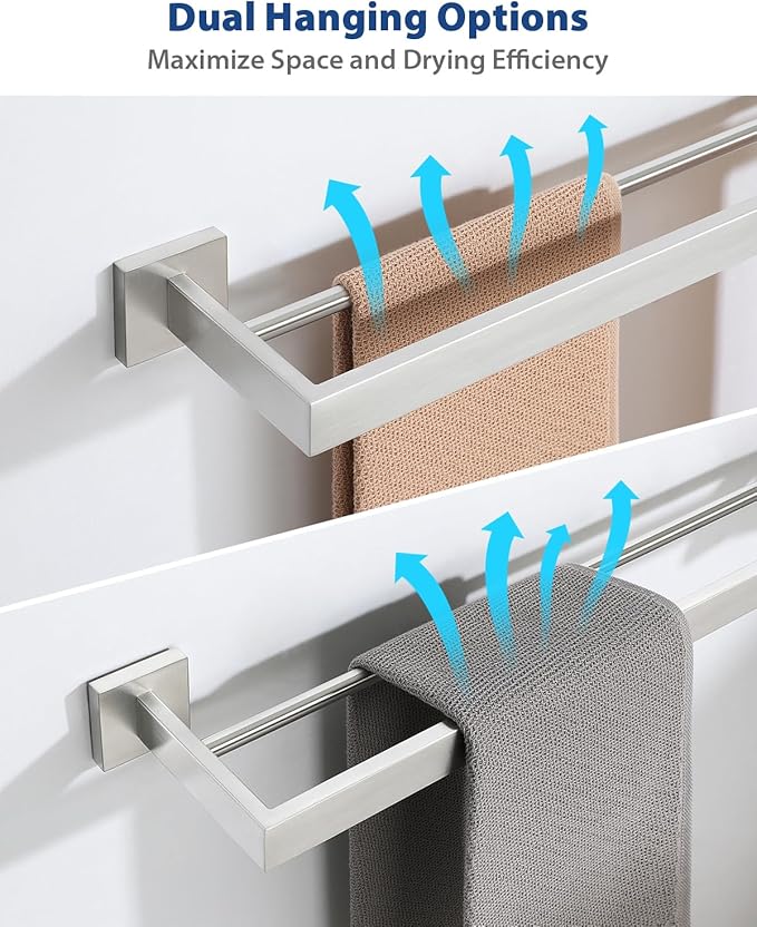 Alise Double Towel Bar, 32" SUS304 Stainless Steel Towel Racks for Bathroom, Long Bathroom Towel Rack Wall Mounted, Heavy Duty Towel Holder, Brushed Nickel