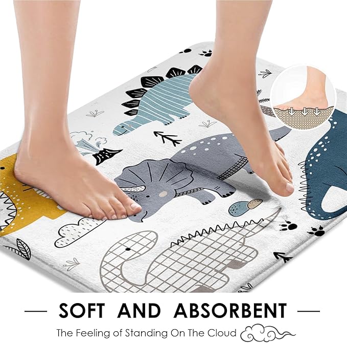 ArtSocket Dinosaur Bathroom Set with Shower Curtain and Rugs Accessories, Cute Kids Dino Dragon Shower Curtain, Kids Dinosaur Bathroom Decor 4 Pcs