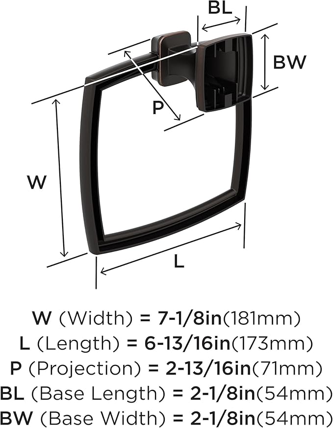 Amerock BH36032 Revitalize 6-13/16" Wall Mounted Towel Ring - Oil Rubbed Bronze