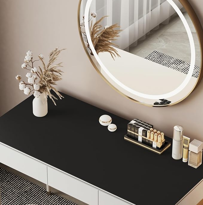 39.37" * 15.7" Large Makeup Mat for Vanity Top Protector, Waterproof, Non-Slip Vanity mat.Vanity mat Protector for Makeup,Vanity Protector mat and Dresser Protector top. (Black)