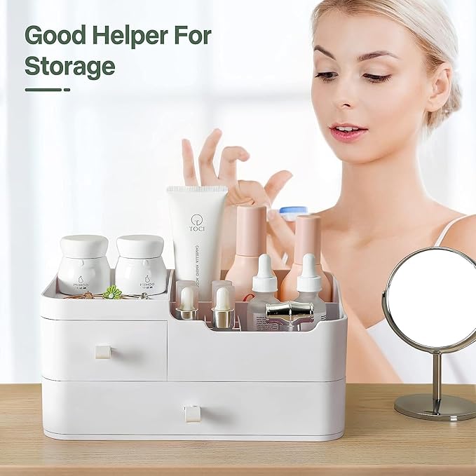 BREIS Makeup Organizer for Vanity,Bathroom Organizer with Drawers,Vanity Decor Display Cases for Dresser Countertop Bedroom Eyeshadow Brushes Lipstick Nail Polishes Jewelry Perfume