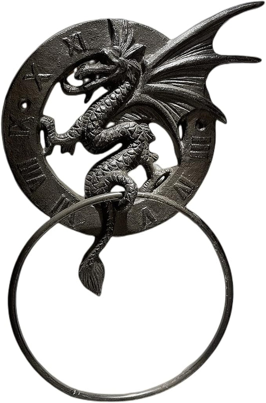 Cast Iron Antique Dragon Towel Ring, Wall Mounted Medieval/Gothic Accessories for Bathroom