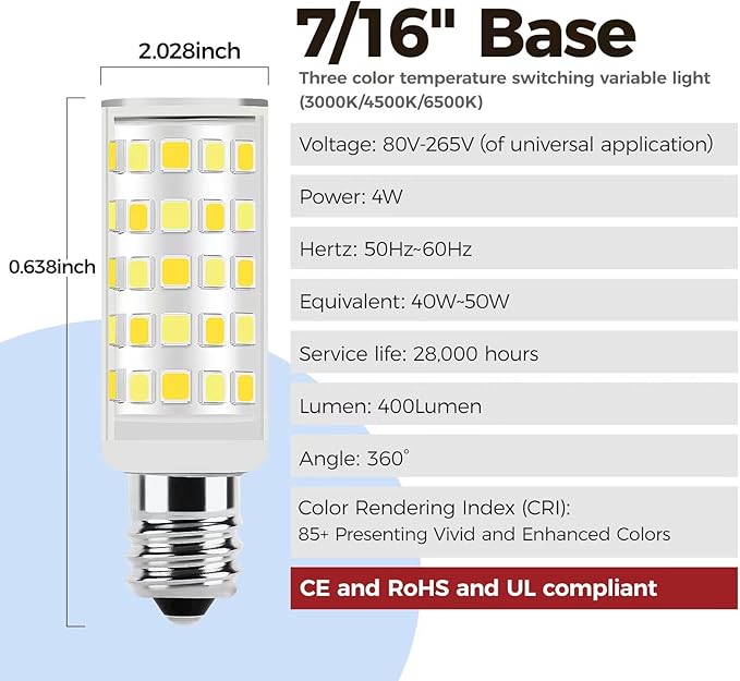 Replacement Bulbs 20W for Conair & Jerdon Makeup Mirrors - 10x Double Sided LED Bulbs (1Pack, 3 Color Temperatures)