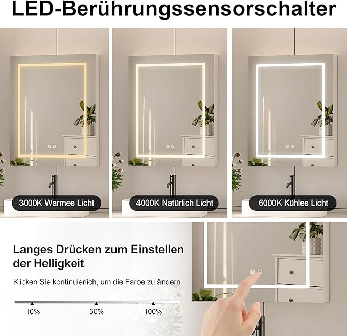 Lighted Medicine Cabinet with Mirror,Bathroom Mirror Cabinet with Shaver Socket,Wall Mounted,3 Color Lights,Outlets & USB,Led Medicine Cabinet Mirror for Bathroom,24x30 Inch