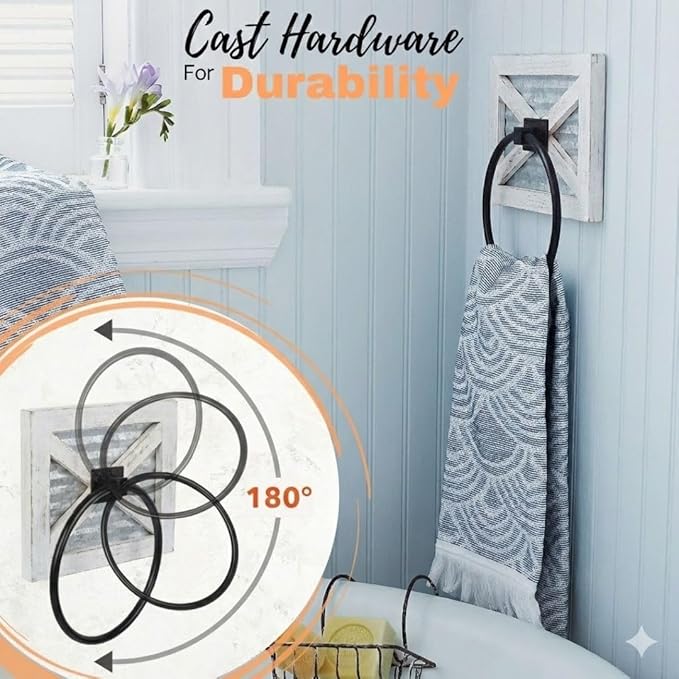 Autumn Alley Farmhouse Decor Hand Towel for Bathroom - Rustic Hand Towel Holder - Rustic Towel Rack Holder, Wall Mounted, Bathroom Decor Towels Mix of Wood (White)