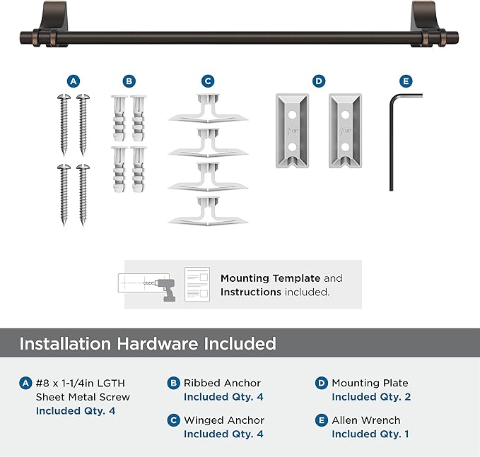 Amerock BH36053ORB | Oil Rubbed Bronze Towel Bar | 18 in (457 mm) Towel Rack | Davenport | Bathroom Towel Holder | Bathroom Hardware | Bath Accessories