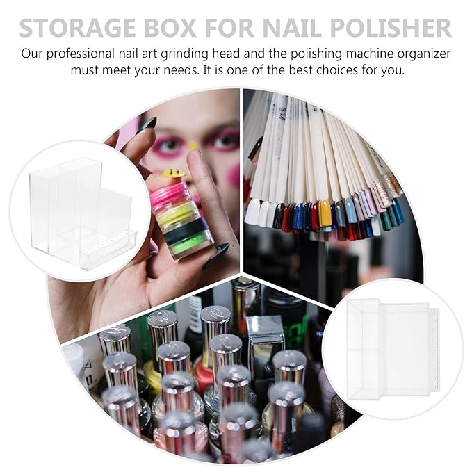 FOMIYES 2pcs Nail Art Polishing Machine Storage Organizer Grinding Holder for Nail Salon and Home Use Easy to Use Manicure Tool Display Stand