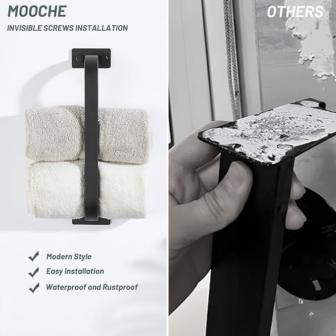2Pack Bathroom Towel Bar, 10 inch Towel Racks for Bathroom Wall Mounted, SUS304 Stainless Steel Heavy Duty Towel Holder Bathroom Accessories Modern Home Decor, Matte Black Finished