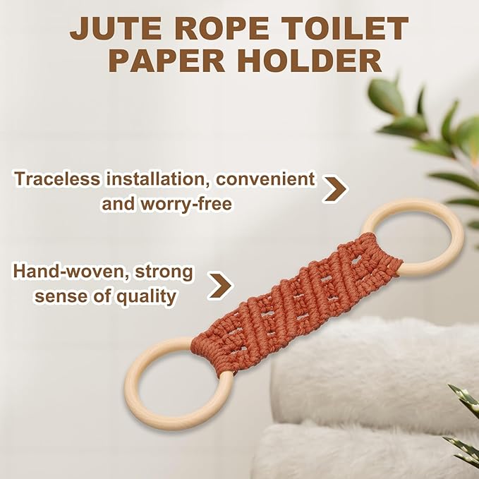 uxcell 2Pcs Kitchen Dish Towel Holder, 11"x3" Crochet Towel Ring with Hanging Loop for Cabinet House Oven Stove Door, Brick Red